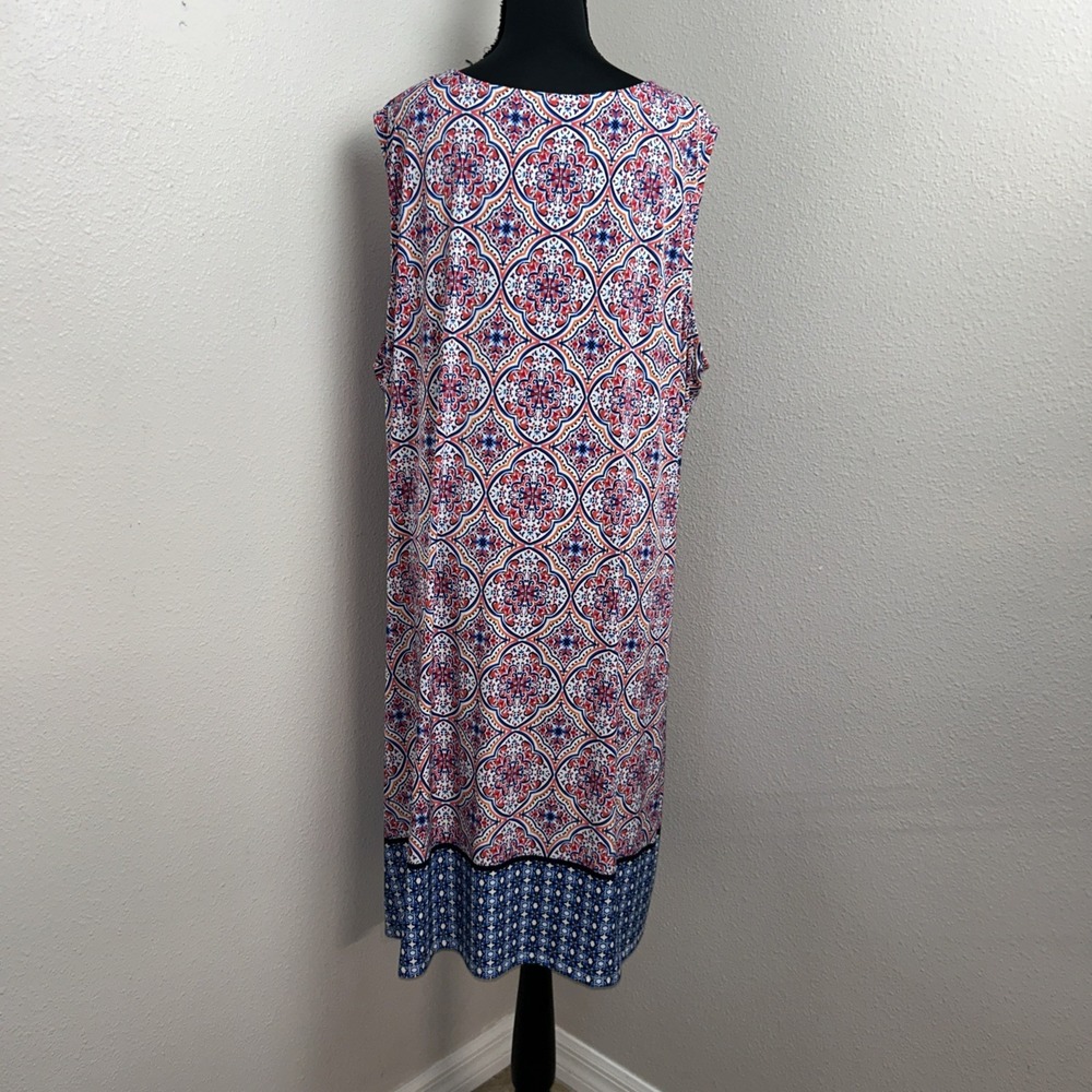 New Tacera A-Line‎ Dress Women's 3X Multicolor Geometric Medallion Artsy Casual - Picture 2 of 9